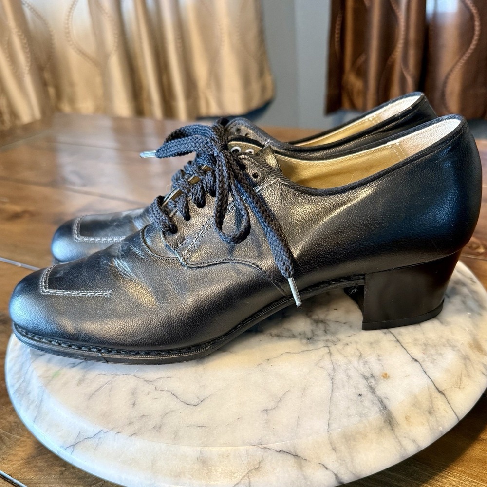 NEW Antique VTG 30s Oxford Shoes Women Sz 8 3A Lace Granny Witch Librarian Heel